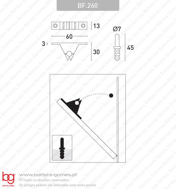 Batente fixador para portas e janelas - ZAMAC